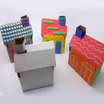 Creative DIY Paper House Unpainted Dimensional Paper House with Decorating Materials