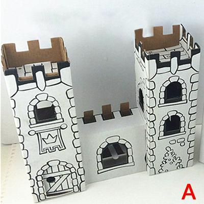 Three-dimensional Paper Castle DIY Coloring House for Kids Craft Project