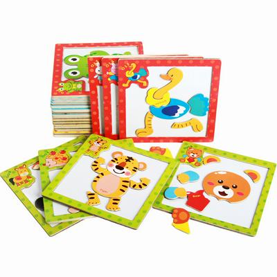 Cartoon 3D Animal Wooden Magnetic Jigsaw Puzzles Educational Developmental Toy for Kids Children 
