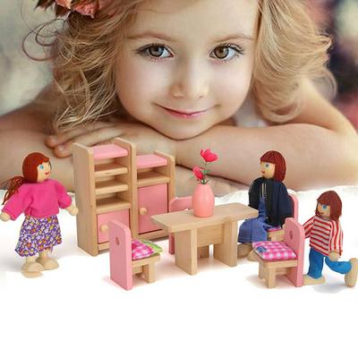 Wooden Dollhouse Furniture Miniature Shelf Table Seat Pretend Play Kids Children Toy