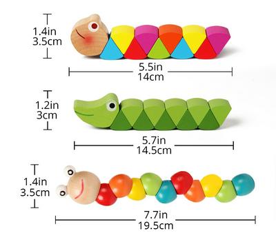 MG117 Wooden Worm Caterpillar Puzzles Kids Learning Educational Didactic Baby Development Toys Fingers Game for Children Montessori Gift