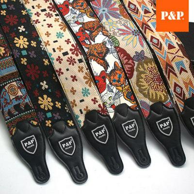 Pure Cotton Embroidery Thickened Widened Guitar Strap for Electric Guitar / Acoustic Guitar / Bass