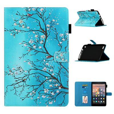 Colored Painting Shockproof PU Leather + Soft TPU Tablet Case with Card Slots and Pencil Holder for Amazon Fire 7 (2017)