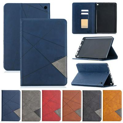 Rhombus Pattern Shockproof Side Flip PU Leather + Soft TPU Picture Frame with Card Slots and Stand Wallet Case for Amazon Fire HD 8 (2020)