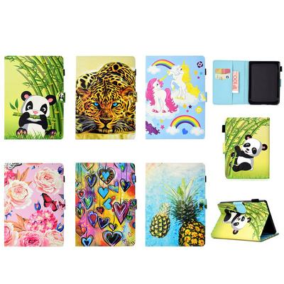 Panda Pineapple Pegasus Leopard Colored Painting Card Holder Magnetic Flip TPU + PU Leather Protector Case for Amazon New Kindle Paperwhite 2018 