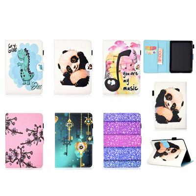 Panda Dinosaur Music Colored Painting Card Holder Magnetic Flip TPU + PU Leather Protector Case for Amazon New Kindle Paperwhite 2018
