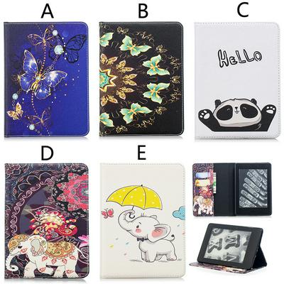 Colored Painting PU Leather + Soft TPU Card Holder with Magnetic Buckle and Stand Support Wallet Cover Protecting Case for Amazon New Kindle Paperwhite 2018