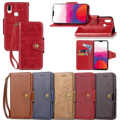 Standard Version Retro Business Series Shockproof PU Leather + Soft TPU Card Slot with Wrist Strap and Stand Protective Case for VIVO X21 UD