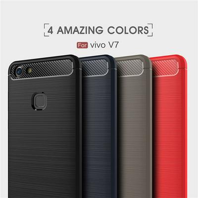 Carbon Fiber Brushed Shockproof Non-Slip Soft TPU Back Cover Protective Case for Vivo V7 / Y75