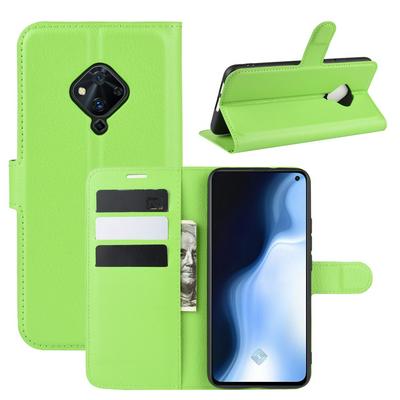 Litchi Pattern Shockproof Side Flip PU Leather + Soft TPU Card Slots with Magnetic Buckle and Stand Wallet Case for Vivo S5