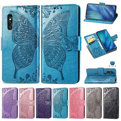 Wallet Case for Vivo X27, Leather Phone Cover with Debossed Butterfly and Magnetic Closure