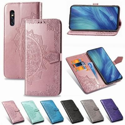 Wallet Case for Vivo X27, Leather Case Embossed with Mandala, Shockproof Phone Cover with Magnetic Closure and Hidden Kickstand