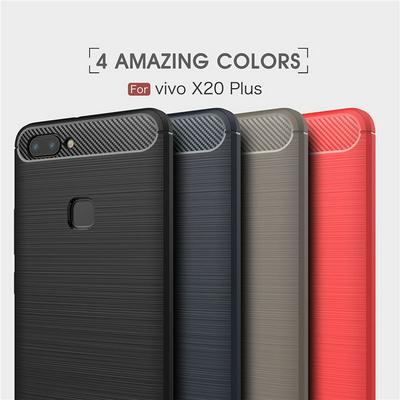 Carbon Fiber Brushed Shockproof Non-Slip Soft TPU Back Cover Protective Case for Vivo X20 Plus UD 