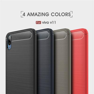 Carbon Fiber Brushed Shockproof Non-Slip Soft TPU Back Cover Protective Case for Vivo V11 / V11 Pro