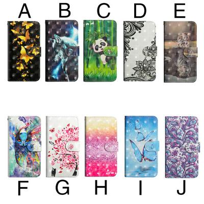 3D Colored Painting Wrist Strap Shockproof Handbag PU Leather + Soft TPU Card Slots with Stand Support and Wallet Protective Case for Huawei P Smart+ / Nova 3i