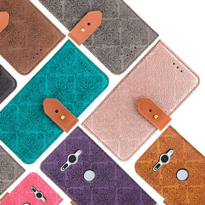 European Mural Pattern Side Flip PU Leather + Soft TPU Card Slots with Hand Rope Stand and Genuine Leather Buckle Wallet Protective Case for Sony Xperia XA2 