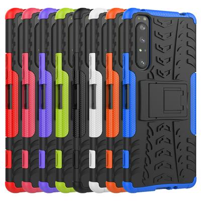 Dazzling Pattern Scratch Resistant Shockproof Hard PC +TPU Back Cover Case with Foldable Stand for Sony Xperia 1 II