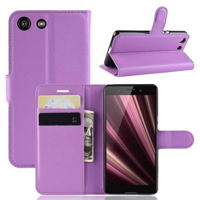 Lichee Pattern Side Flip Wallet Style PU Leather + Soft TPU Card Holder with Stand and Magnetic Buckle Case for Sony Xperia XZ4 Compact