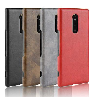 Retro Litchi Pattern Anti-Scratch Hard PC Back Cover Protective Case for Sony Xperia XZ4 / Xperia 1 