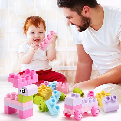26/40/60pcs Baby Can Bite High Temperature Boiled Soft Silicone Big Particles Building Blocks Baby Toys Gifts