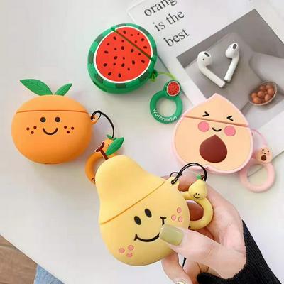Silicone Fruit Airpods 1/2 Case Keychain AirPod Earbud Charging Bluetooth Earphone Protective Cover Case 