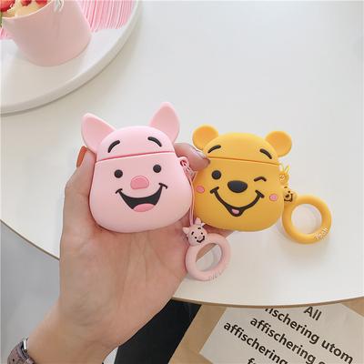Silicone Bear Airpods 1/2 Case Keychain AirPod Earbud Charging Bluetooth Earphone Protective Cover Case 