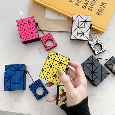 Silicone Cube Airpods 1/2 Case Keychain AirPod Earbud Charging Bluetooth Earphone Protective Cover Case 