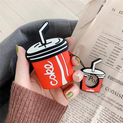 Silicone Cola Airpods 1/2 Case Keychain AirPod Earbud Charging Bluetooth Earphone Protective Cover Case 