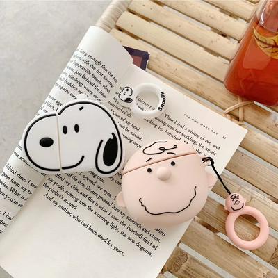 Silicone Snoopy Airpods 1/2 Case Keychain AirPod Earbud Charging Bluetooth Earphone Protective Cover Case 