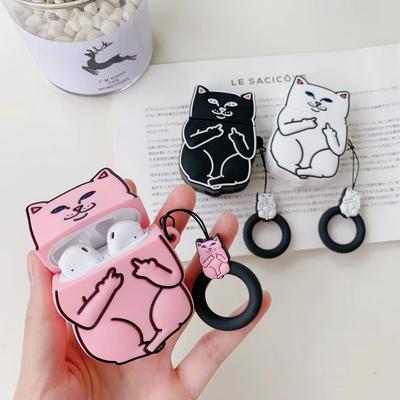 Silicone Cat Airpods 1/2 Case Keychain AirPod Earbud Charging Bluetooth Earphone Protective Cover Case 