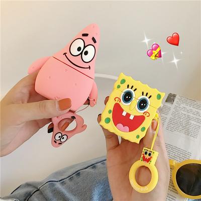 Cute 3D Cartoon SpongeBob Star Pattern Shockproof Silicone Protective 3 Generation Bluetooth Wireless Earphone Charging Case Cover Skin for Apple Airpods