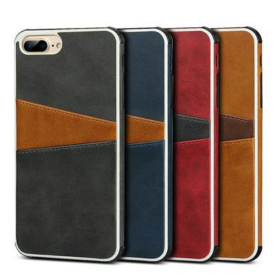 Hit Color with Card Holder Slots PU Leather Coated TPU Back Cover Protective Case for iPhone 7 Plus / 8 Plus
