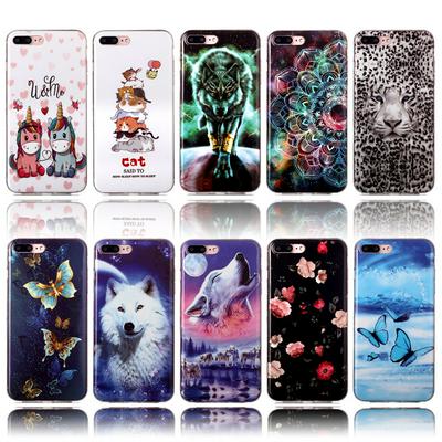 Luminous Colored Painting Shockproof Anti-Scratch Soft TPU Back Cover Case for iPhone 7 Plus / 8 Plus
