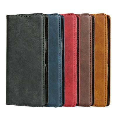 Calf Pattern Magnetic Attraction Side Flip Shockproof PU Leather + Soft TPU with Stand and Card Slots Wallet Case for Sony Xperia L4