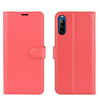 Solid Color Litchi Pattern Shock-Absorption Side Flip PU Leather + Soft TPU Card Slots with Magnetic Buckle and Stand Wallet Case for Sony Xperia L4