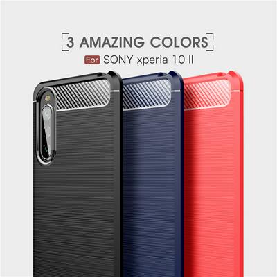 Carbon Fiber Pattern Brushed Shockproof Soft TPU Back Cover Case for Sony Xperia 10 II
