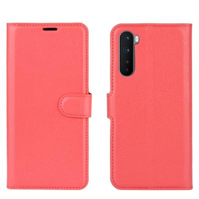 Solid Color Litchi Pattern Shock-Absorption Side Flip PU Leather + Soft TPU Card Slots with Magnetic Buckle and Stand Wallet Case for OnePlus Nord