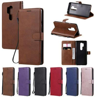 Solid Color Wrist Strap Style Shockproof Side Flip PU Leather + Soft TPU Card Slots with Magnetic Buckle and Stand Wallet Case for OnePlus 8 Pro