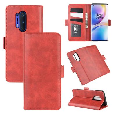 Retro Side Flip Shockproof Anti-Scratch PU Leather + Soft TPU Picture Frame Double Buckles with Stand and Card Slots Wallet Case for OnePlus 8 Pro