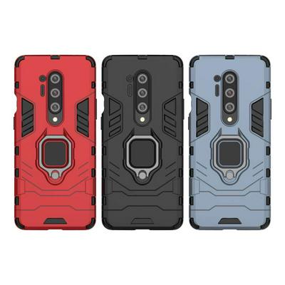 Black Panther Style Scratch-proof Hard PC Phone Protective Case for OnePlus 8 Pro with Stand