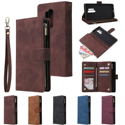 025 Style Multi-Card Slots Shockproof PU Leather + Soft TPU Zipper Wallet Phone Case with Wrist Strap Magnetic Buckle and Stand for OnePlus 8 Pro