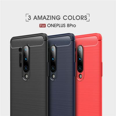 Carbon Fiber Pattern Brushed Shockproof Soft TPU Back Cover Case for OnePlus 8 Pro
