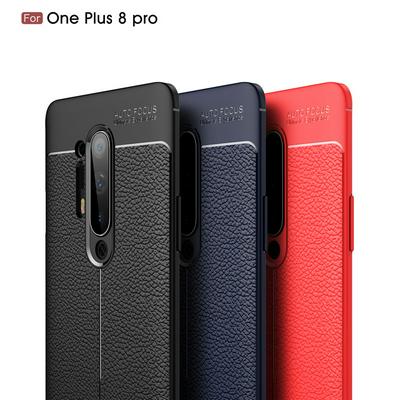Litchi Pattern Brushed Shockproof Soft TPU Back Cover Case for OnePlus 8 Pro
