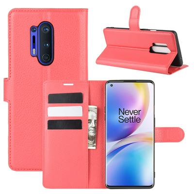Litchi Pattern Side Flip Shockproof PU Leather + Soft TPU Magnetic Buckle with Stand and Card Slots Wallet Case for OnePlus 8 Pro
