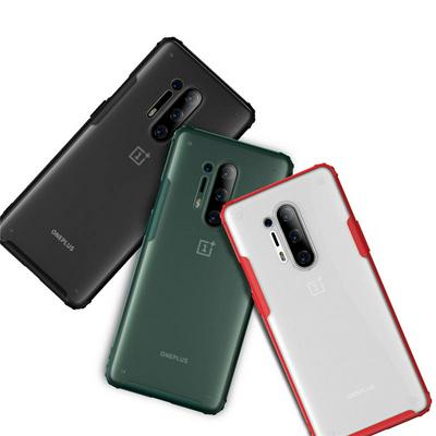 2 in 1 Detachable Frosted Transparent Anti-Fingerprint Hard PC Back + Soft TPU Frame Back Cover Case for OnePlus 8 Pro
