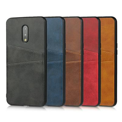 Card Phone Case for OnePlus 7, Calfskin-like Leather Phone Cover with Two Card Slots