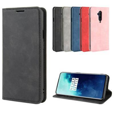 Solid Color Magnet Attraction Side Flip Shockproof PU Leather + Soft TPU with Card Slots and Stand Wallet Case for OnePlus 7T Pro