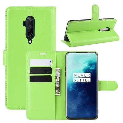 Lichee Pattern Side Flip Wallet Style PU Leather + Soft TPU Card Holder with Stand and Magnetic Buckle Case for OnePlus 7T Pro