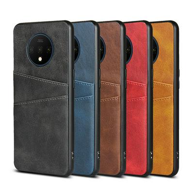 Shockproof with Card Slots Leather Coated Soft TPU Back Cover Case for OnePlus 7T