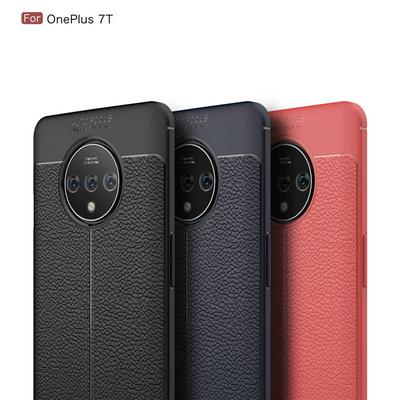 Soft Phone Case for OnePlus 7T, Leather Coated TPU Phone Cover